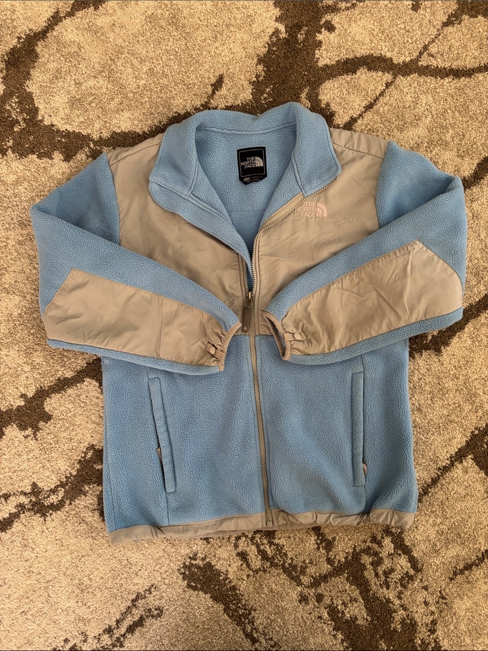 The North Face Denali Jacket Girls XL Blue Gray Fleece Polartec Windbreaker